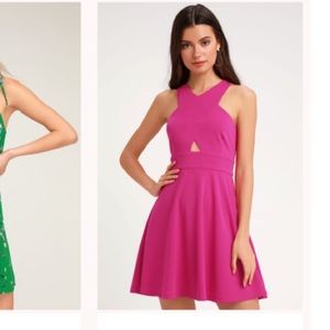 Lulus So Sophisticated Magenta Cutout Skater Dress